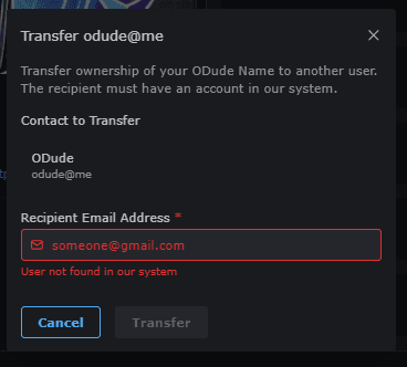 Transfer name interface
